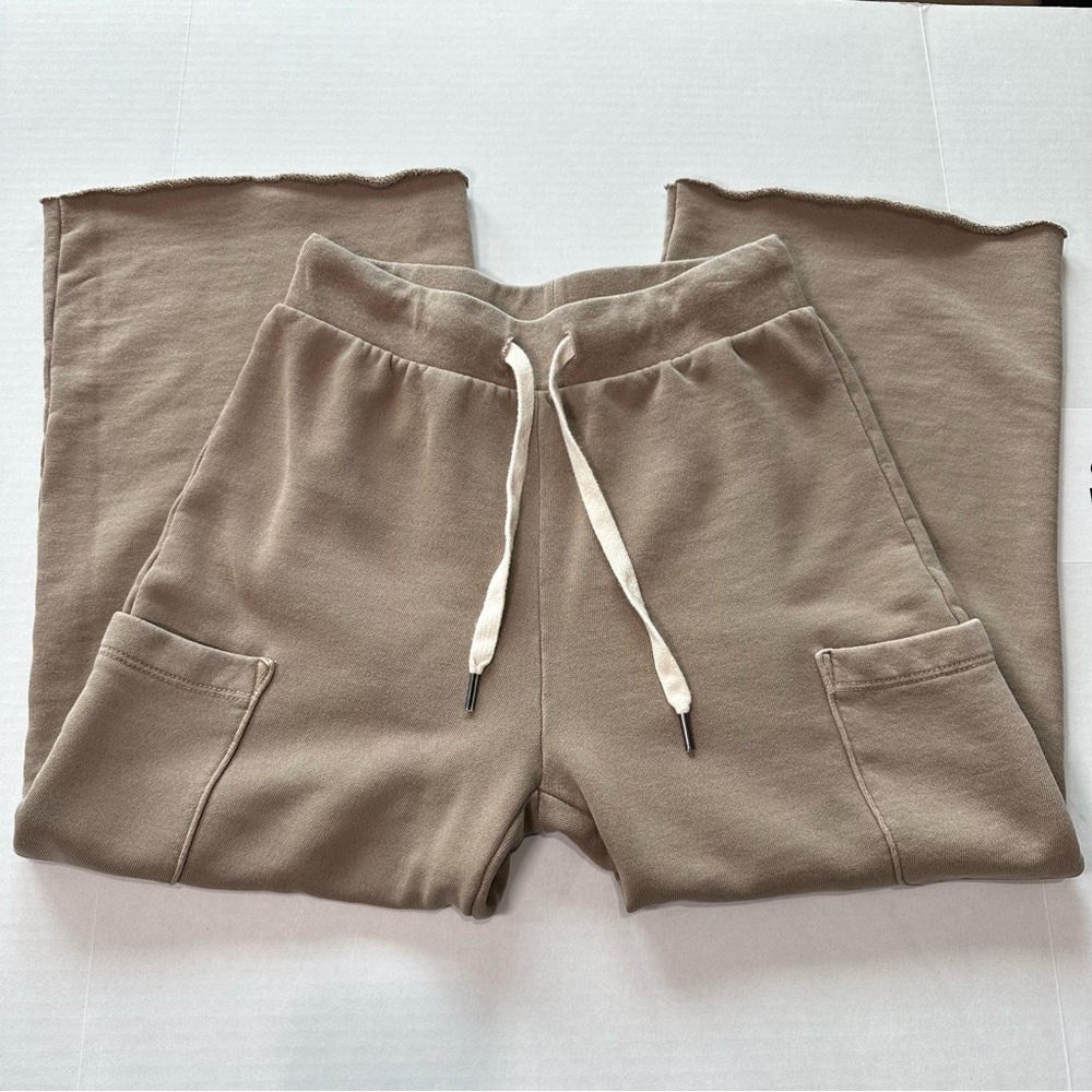 NSF Clothing Jayla Cropped Wide-Leg Cotton Sweatpants Elastic Drawstring Pockets - Picture 6 of 10